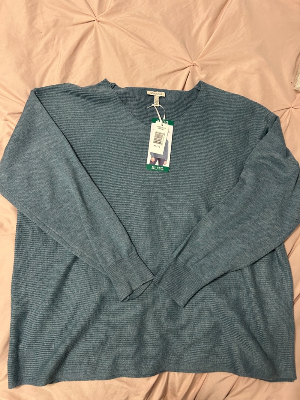 Ella Moss Women's Scoop Neck Sweater in Teal Blue